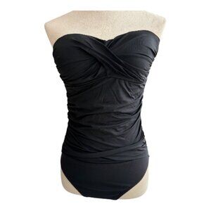 Liz Claiborne Black Ruched One-Piece Swimsuit Size 10 - Slimming Tummy (2623-1)